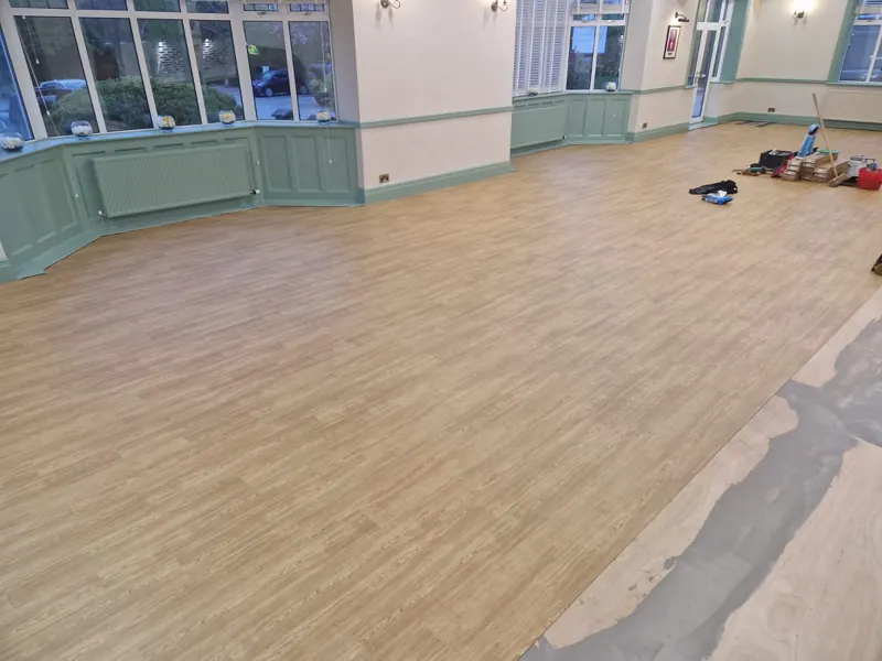 Wood-effect LVT laid through a golf club function room